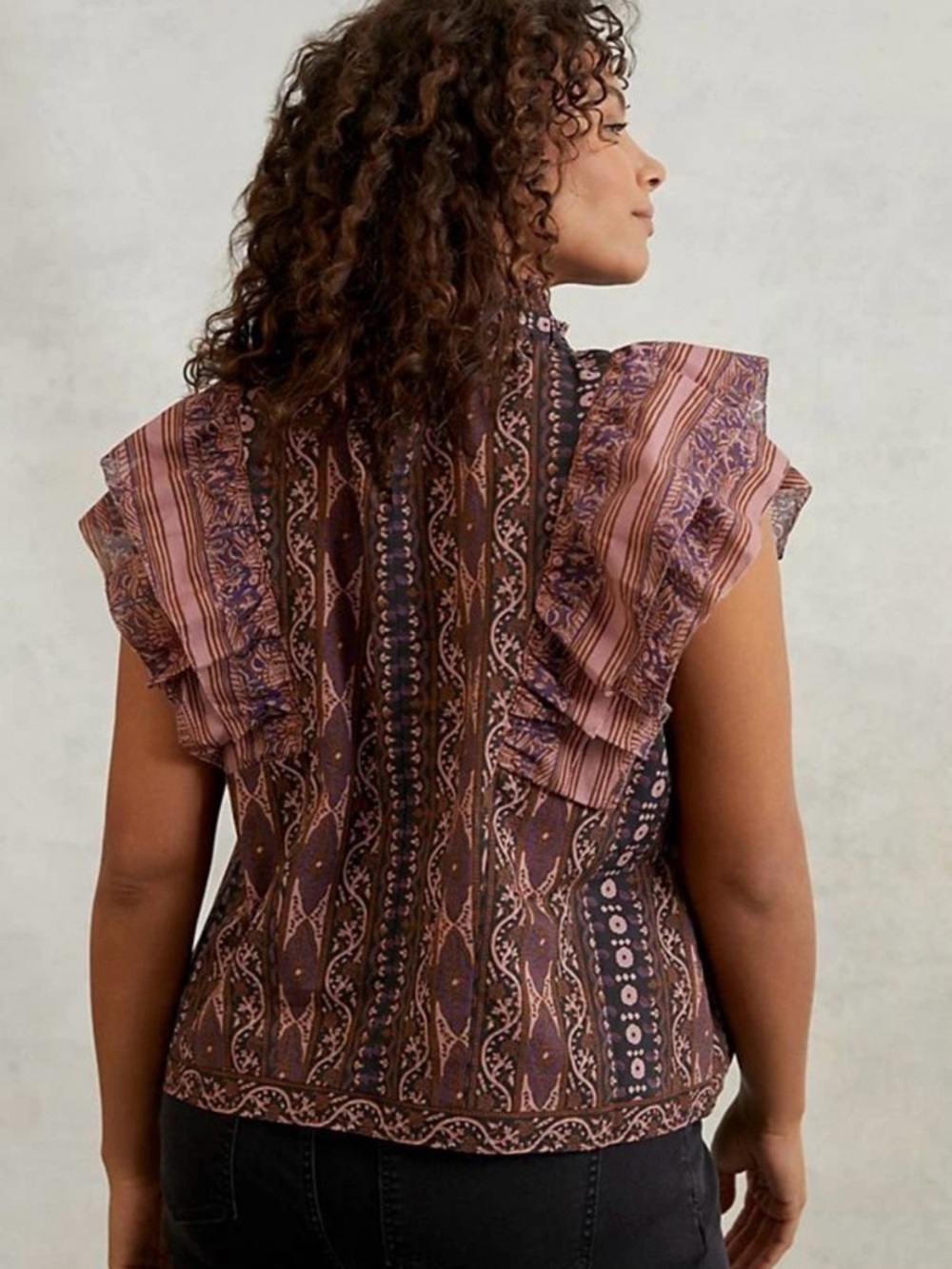 NWT Othilla for Anthropologie Thessaly Ruffled High Neck Blouse 1x - Picture 3 of 6